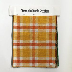 Mid-Century Tampella Finland Linen Plaid Checkered Swatches Set of 4